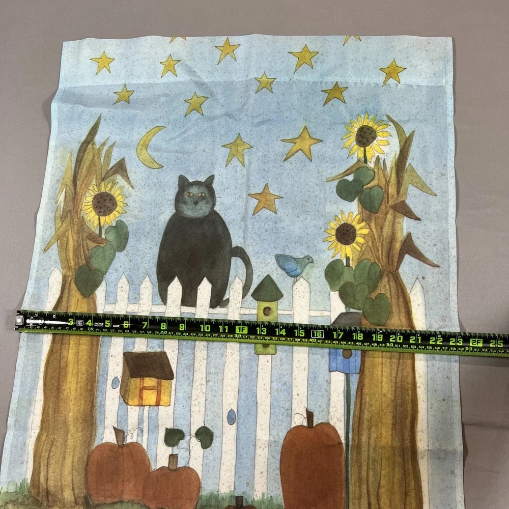 Custom Decor Decorative Wall Hanging Flag Black Cat Sunflowers Pumpkins 23